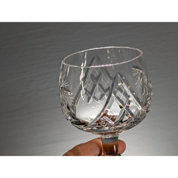 Set Of 8 Clear Pinwheel Crystal Wine Goblets, Bohemian European hand cut crystal - Picture 3 of 10